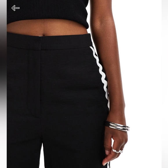 ASOS DESIGN rickrack trim straight leg tailored pants in mono - sz 4 - NWOT - Picture 4 of 7